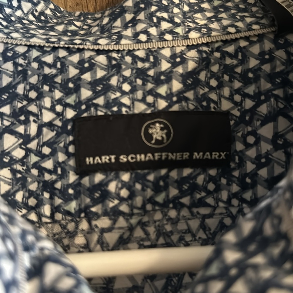 Blue Triangle Pattern Button Shirt - Hart Schaffe… - image 3